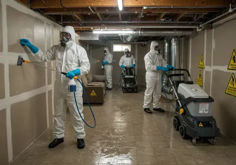 Basement Moisture Removal and Structural Drying process in West Tisbury, MA